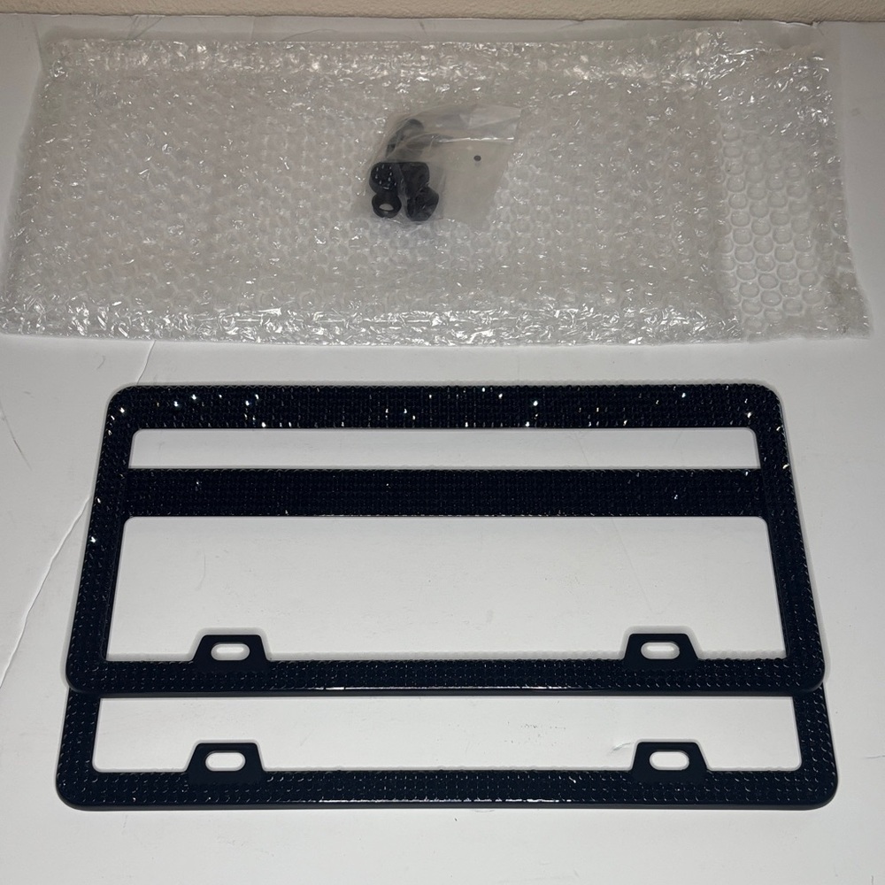 Black Sparkle License Plate Frame Set - 2 Frames